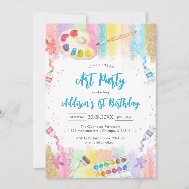 Art Party Painting Craft Birthday Invitation (Devant)