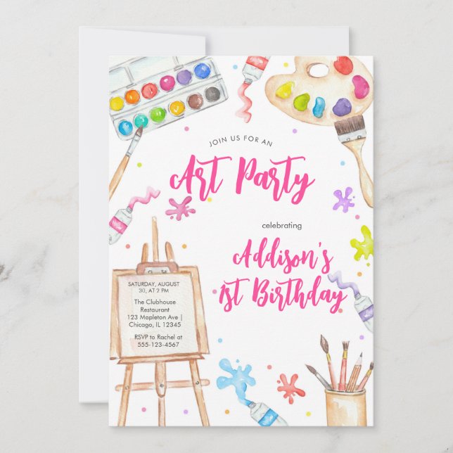 Art Party Painting Craft Birthday Party Invitation (Devant)