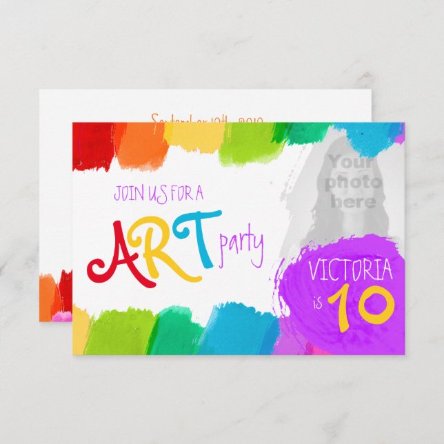 Art party peinture 10e anniversaire invitation (Devant / Derrière)