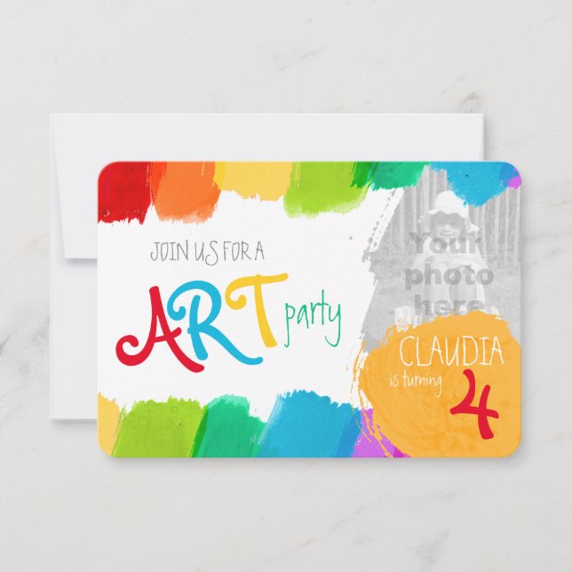 Art party peinture 4e anniversaire invitation (Devant)