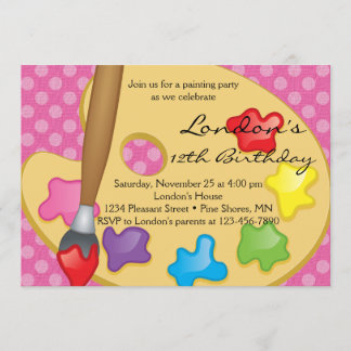 Art Peinture rose Invitations d'anniversaire