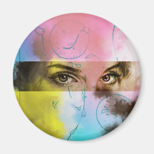 Art Pop Abstrait Rétro, Aimant Rond
