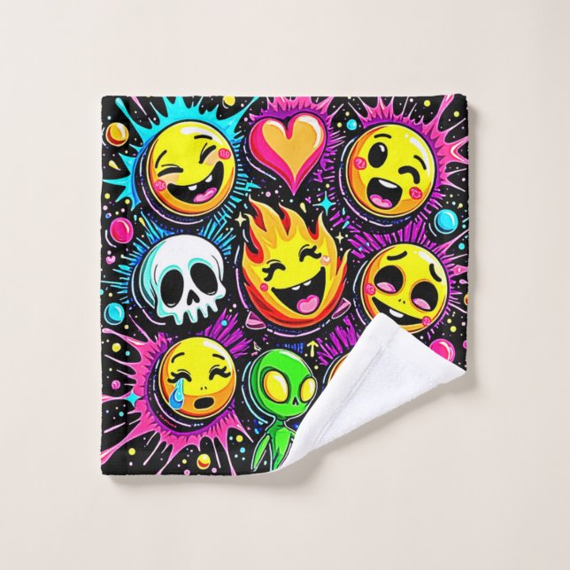 Art pop Emoji vibrant (Gant de toilette)