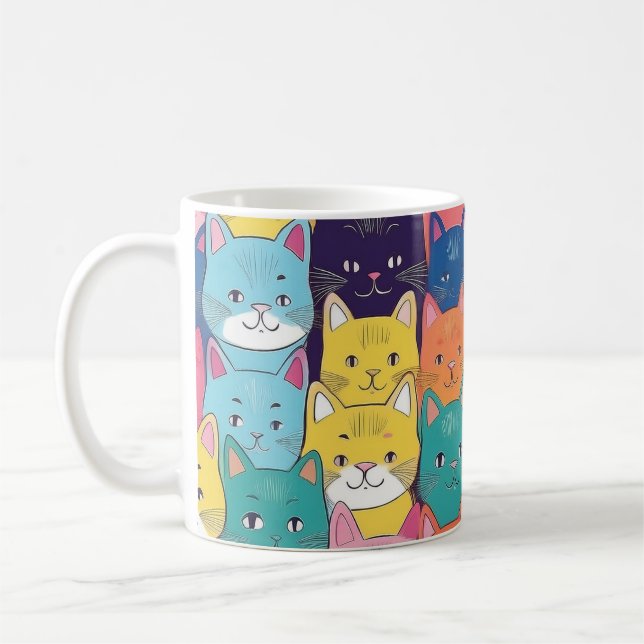Art Pop Félin Ludique - Mug Chat Coloré (Gauche)