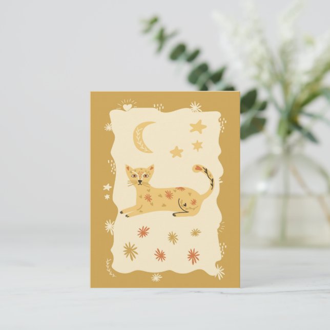 Art populaire de chat mignon - Carte postale d'art (Debout devant)