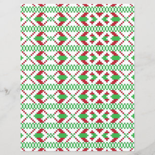 Art populaire ethnique letton vert et rouge tribal