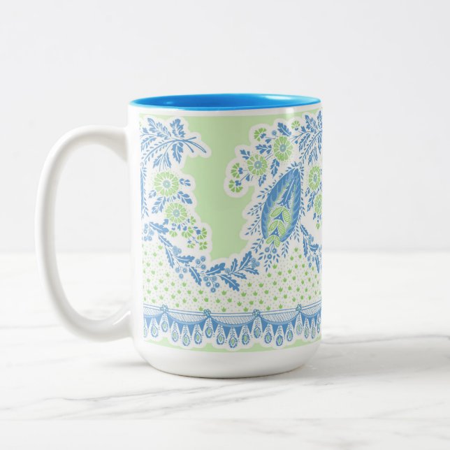 Art populaire scandinave classique Mug bleu (Gauche)