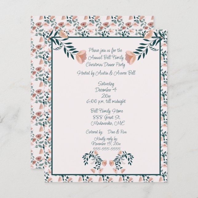 Art populaire scandinave rose de Noël (Devant / Derrière)