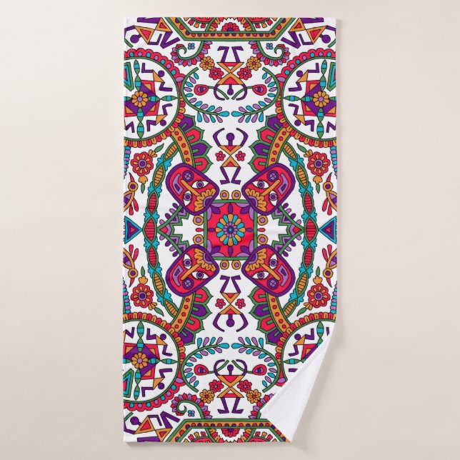 Art populaire traditionnel Allover Designart, ethn (Serviette de bain)