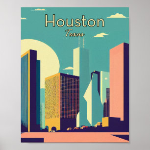 Art Poster vintage minimaliste de Houston Texas