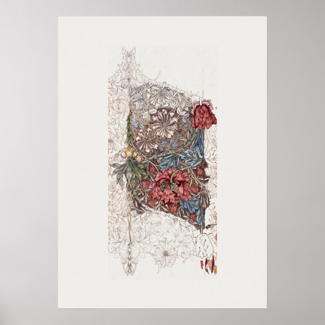 ART POSTER : WILLIAM MORRIS : WALL FLOWER : 1890