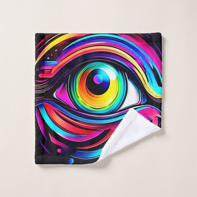 Art Psychédélique Vibrant de l'Œil (Gant de toilette)