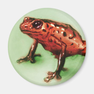 Art sauvage rouge et vert, aimant rond - Grenouill