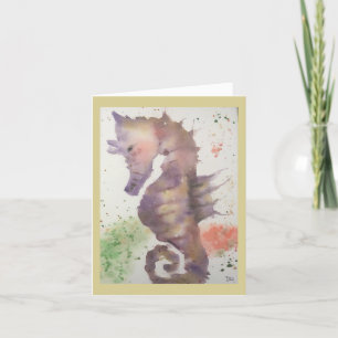 Art Seahorse original sur carte blanche