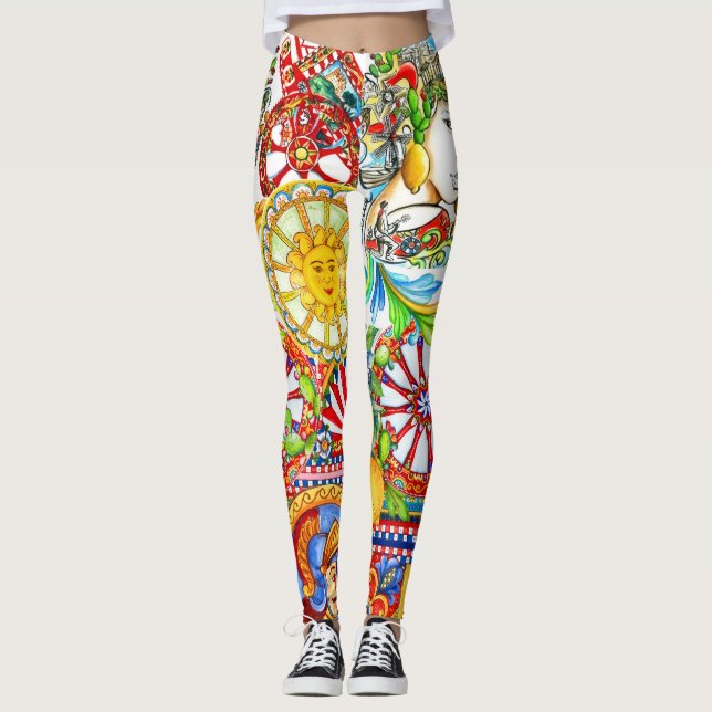 Art sicilien & Lemon Dolce Motif Leggings (Devant)