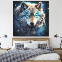 Art sur toile Loup Cosmique Mystique