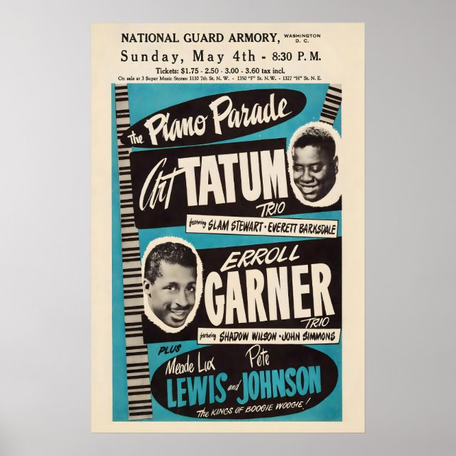 Art Tatum - Erroll Garner affiche jazz - Piano (Devant)