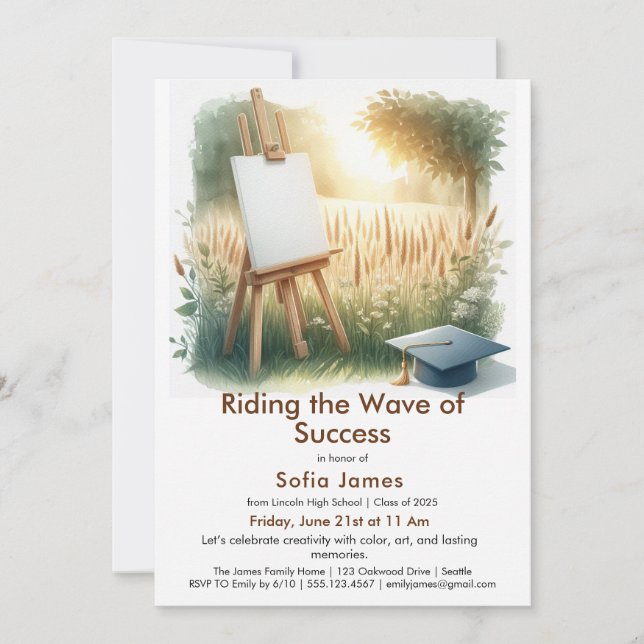 Art Theme Graduation Party Invitation (Devant)