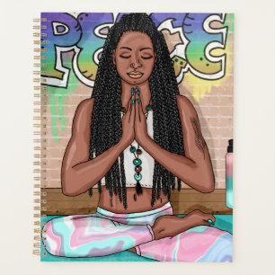 Art urbain Jolie femme faisant la méditation