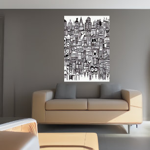 Art urbain noir et blanc   AI Art Poster