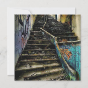 Art urbain sur escalier bâtiment abandonné