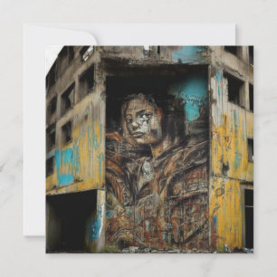 Art urbain sur un bâtiment abandonné   Carte d'art