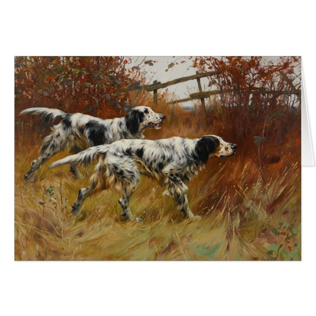Art vintage - chiens de poseur anglais dans le (Devant horizontal)