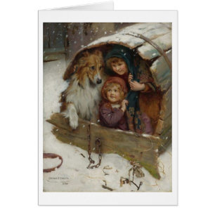 Art vintage - enfants et abri de chien de la