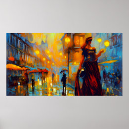Art vintage France avec femme vieille Affiche