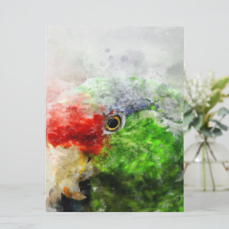 Art Watercolor Parrot Green Parakeet Cadeau