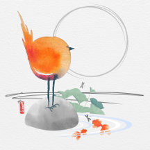 ART ZEN cartes d'art d'oiseaux d'aquarelle