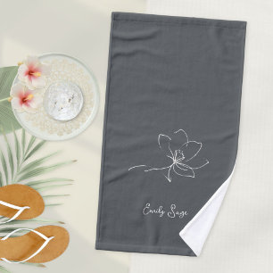 Arte minimaliste zen en ligne florale ivoire gris
