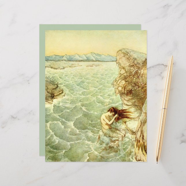 Arthur Rackham Illustration Nymphe sur un papier r (Devant/Arrière en situation)