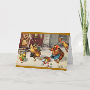 Arthur Thiele Carte de Pâques - Train à couture po