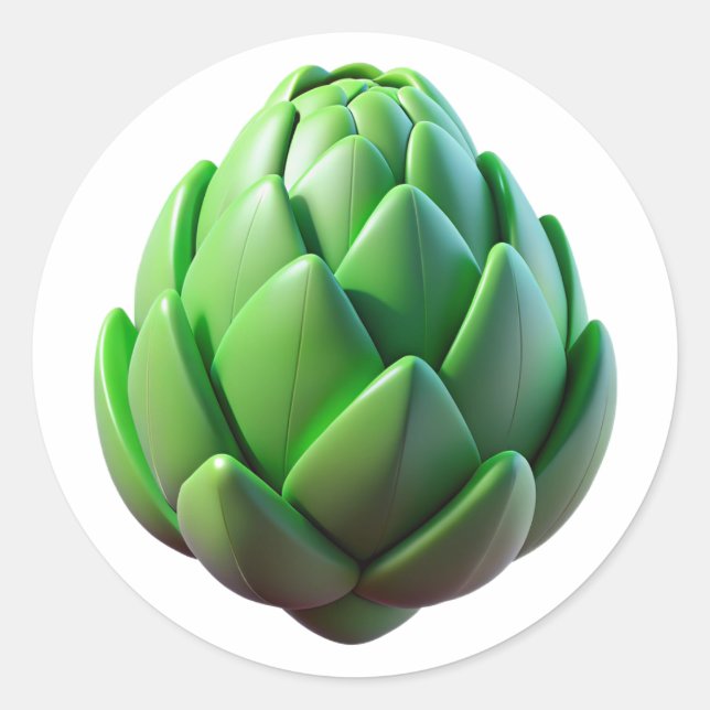 Artichoke Plastic 3D - Étiquette rond brillant (Devant)