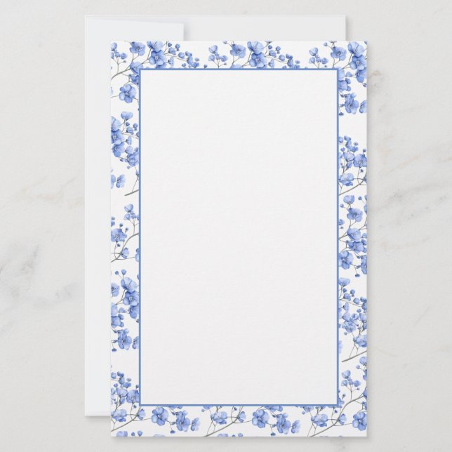 Articles de papeterie fleurs bleues (Devant)
