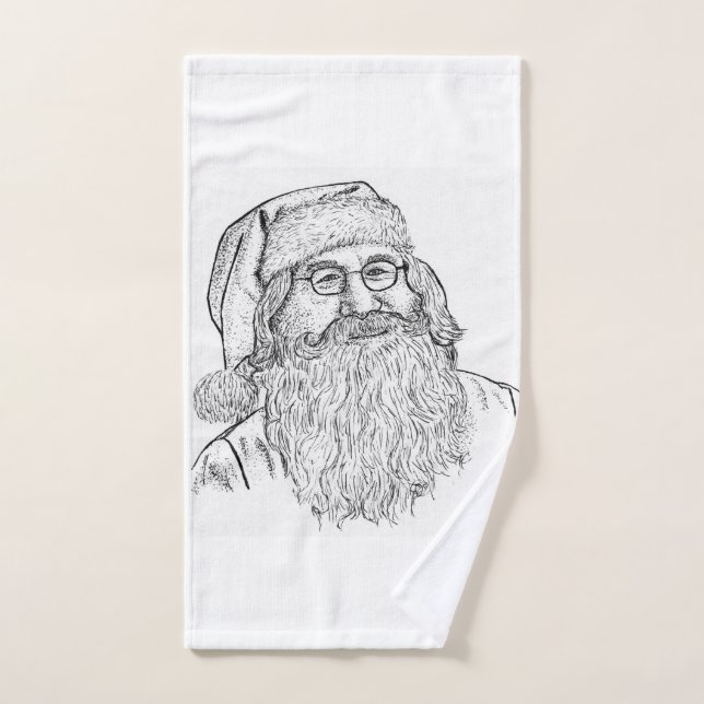Artisan Christmas: Hand-Drawn Stippled Santa Portr (Serviette à main)