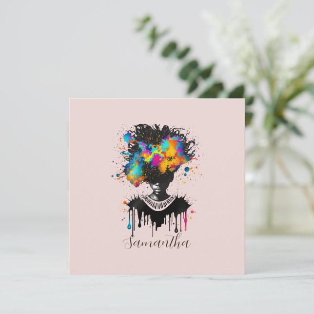 Artiste Abstraite Afro Woman | Noir et blanc (Debout devant)