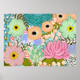 Artiste botanique floral Impression de l'affiche