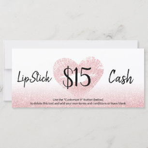 Artiste de Maquillage Carte Cadeau Cœur Rose Paill