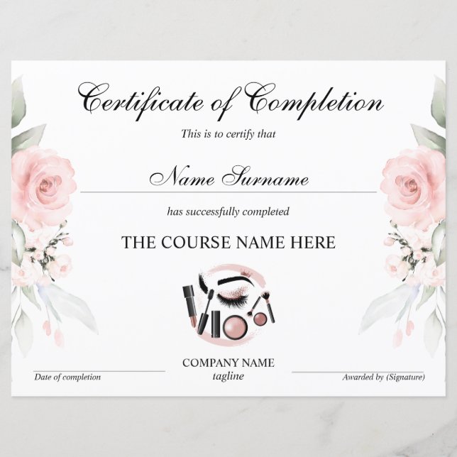 Artiste de maquillage Certificat de fin de formati (Devant)