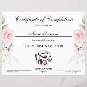 Artiste de maquillage Certificat de fin de formati