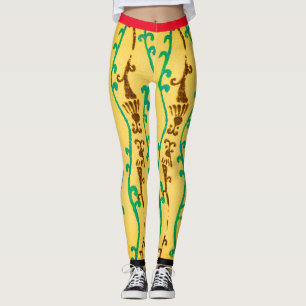 ARTISTE JAPONAIS KORIN LEGGINGS IMPRIMÉS JAUNE