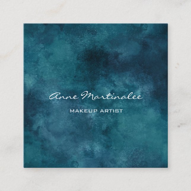 Artiste maquillage Carte de visite Carré bleu Abst (Devant)