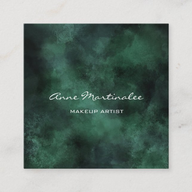Artiste maquillage Carte de visite Carré vert Abst (Devant)