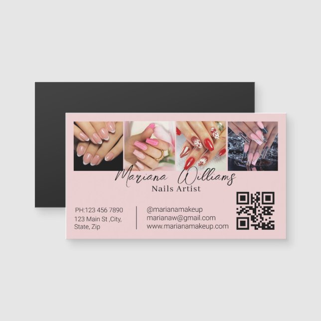 artiste ongles code qr 4 photos aimant rose affair (Devant / Derrière)