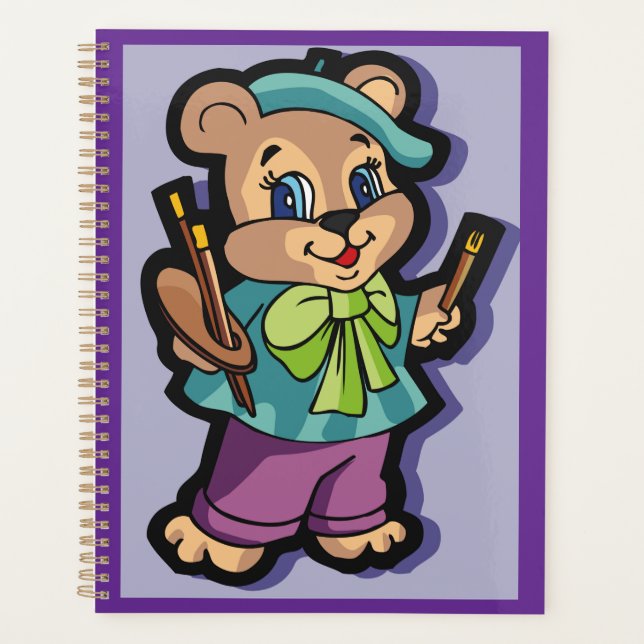 Artiste Ourson avec Béret et Pinceaux (Devant)