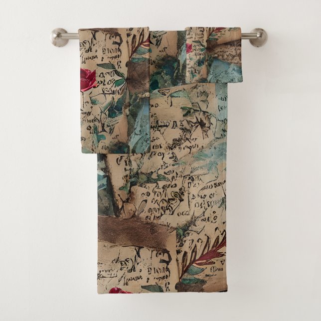 Artiste rustique vieux papiers Rouge rose motif (En situation)