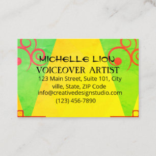 Artiste Voicover Vert Jaune Carte de visite simple