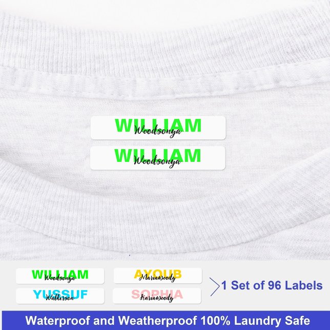 Artistique moderne étanche Nom Étiquettes pour vêt (Personalised Modern Waterproof Name Labels for Clothes)